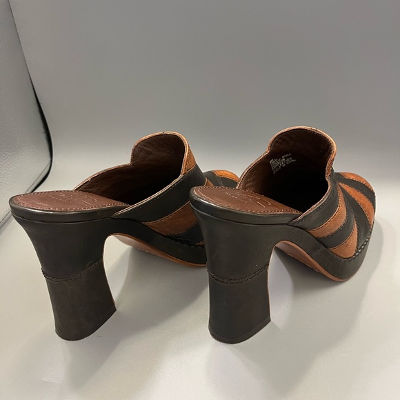 Frye Boots Goldie Mule Womens 8M Brown Leather Platform Heels Shoes Retro Y2K - Picture 7 of 12